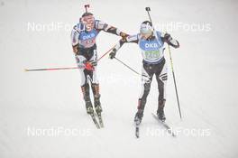 18.01.2020, Ruhpolding, Germany (GER): Florent Claude (BEL), Thierry Langer (BEL) -  IBU world cup biathlon, relay men, Ruhpolding (GER). www.nordicfocus.com. ©Tumashov/NordicFocus. Every downloaded picture is fee-liable.