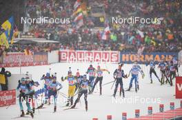 18.01.2020, Ruhpolding, Germany (GER): Roman Rees (GER), Rok Trsan (SLO), Johannes Dale (NOR), Lukas Hofer (ITA), Peppe Femling (SWE), Dominik Landertinger (AUT), Tero Seppala (FIN), Emilien Jacquelin (FRA), Edgars Mise (LAT), Florent Claude (BEL), Leif Nordgren (USA), Rok Trsan (SLO) -  IBU world cup biathlon, relay men, Ruhpolding (GER). www.nordicfocus.com. ©Tumashov/NordicFocus. Every downloaded picture is fee-liable.