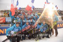 18.01.2020, Ruhpolding, Germany (GER): Emilien Jacquelin (FRA), Martin Fourcade (FRA), Simon Desthieux (FRA), Quentin Fillon Maillet (FRA) -  IBU world cup biathlon, relay men, Ruhpolding (GER). www.nordicfocus.com. ©Tumashov/NordicFocus. Every downloaded picture is fee-liable.