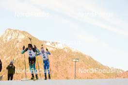 16.01.2020, Ruhpolding, Germany (GER): Quentin Fillon Maillet (FRA), Tero Seppala (FIN) -  IBU world cup biathlon, sprint men, Ruhpolding (GER). www.nordicfocus.com. © Tumashov/NordicFocus. Every downloaded picture is fee-liable.