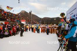 16.01.2020, Ruhpolding, Germany (GER): Martin Fourcade (FRA), Quentin Fillon Maillet (FRA), Benedikt Doll (GER) -  IBU world cup biathlon, sprint men, Ruhpolding (GER). www.nordicfocus.com. © Tumashov/NordicFocus. Every downloaded picture is fee-liable.