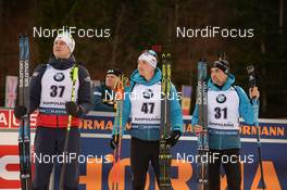 16.01.2020, Ruhpolding, Germany (GER): Vetle Sjaastad Christiansen (NOR), Fabien Claude (FRA), Simon Desthieux (FRA) -  IBU world cup biathlon, sprint men, Ruhpolding (GER). www.nordicfocus.com. © Tumashov/NordicFocus. Every downloaded picture is fee-liable.