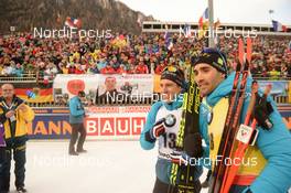 16.01.2020, Ruhpolding, Germany (GER): Quentin Fillon Maillet (FRA), Martin Fourcade (FRA) -  IBU world cup biathlon, sprint men, Ruhpolding (GER). www.nordicfocus.com. © Tumashov/NordicFocus. Every downloaded picture is fee-liable.