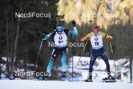 16.01.2020, Ruhpolding, Germany (GER): Simon Desthieux (FRA), Benedikt Doll (GER), (l-r) -  IBU world cup biathlon, sprint men, Ruhpolding (GER). www.nordicfocus.com. © Manzoni/NordicFocus. Every downloaded picture is fee-liable.