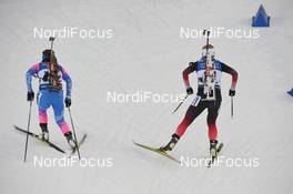 15.01.2020, Ruhpolding, Germany (GER): Tiril Eckhoff (NOR), Ekaterina Yurlova-Percht (RUS) -  IBU world cup biathlon, sprint women, Ruhpolding (GER). www.nordicfocus.com. © Tumashov/NordicFocus. Every downloaded picture is fee-liable.