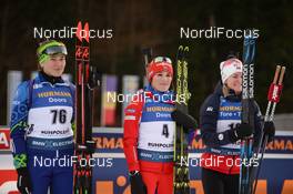 15.01.2020, Ruhpolding, Germany (GER): Hanna Sola (BLR), Paulina Fialkova (SVK), Marte Olsbu Roeiseland (NOR) -  IBU world cup biathlon, sprint women, Ruhpolding (GER). www.nordicfocus.com. © Tumashov/NordicFocus. Every downloaded picture is fee-liable.
