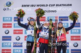 15.01.2020, Ruhpolding, Germany (GER): Dorothea Wierer (ITA), Hanna Oeberg (SWE), Tiril Eckhoff (NOR) -  IBU world cup biathlon, sprint women, Ruhpolding (GER). www.nordicfocus.com. © Tumashov/NordicFocus. Every downloaded picture is fee-liable.