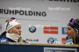 15.01.2020, Ruhpolding, Germany (GER): Tiril Eckhoff (NOR), Dorothea Wierer (ITA), (l-r) -  IBU world cup biathlon, sprint women, Ruhpolding (GER). www.nordicfocus.com. © Manzoni/NordicFocus. Every downloaded picture is fee-liable.