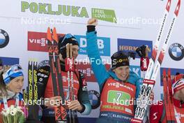 25.01.2020, Pokljuka, Slovenia (SLO): Emilien Jacquelin (FRA), Anais Bescond (FRA), (l-r) -  IBU world cup biathlon, single mixed relay, Pokljuka (SLO). www.nordicfocus.com. © Manzoni/NordicFocus. Every downloaded picture is fee-liable.