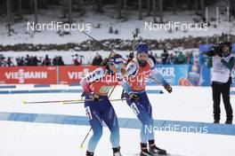 25.01.2020, Pokljuka, Slovenia (SLO): Irene Cadurisch (SUI), Serafin Wiestner (SUI), (l-r) -  IBU world cup biathlon, single mixed relay, Pokljuka (SLO). www.nordicfocus.com. © Manzoni/NordicFocus. Every downloaded picture is fee-liable.