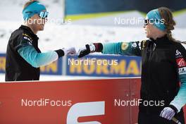 25.01.2020, Pokljuka, Slovenia (SLO): Emilien Jacquelin (FRA), Anais Bescond (FRA), (l-r) -  IBU world cup biathlon, single mixed relay, Pokljuka (SLO). www.nordicfocus.com. © Manzoni/NordicFocus. Every downloaded picture is fee-liable.