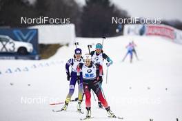 07.03.2020, Nove Mesto, Czech Republic (CZE): Tiril Eckhoff (NOR), Olena Pidhrushna (UKR), Anais Bescond (FRA), (l-r) - IBU world cup biathlon, relay women, Nove Mesto (CZE). www.nordicfocus.com. © Manzoni/NordicFocus. Every downloaded picture is fee-liable.