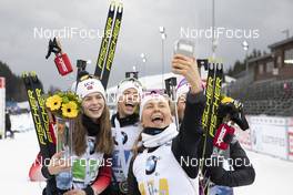 07.03.2020, Nove Mesto, Czech Republic (CZE): Ida Lien (NOR), Tiril Eckhoff (NOR), Ingrid Landmark Tandrevold (NOR), Karoline Offigstad Knotten (NOR), (l-r) - IBU world cup biathlon, relay women, Nove Mesto (CZE). www.nordicfocus.com. © Manzoni/NordicFocus. Every downloaded picture is fee-liable.