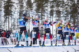 14.03.2020, Kontiolahti, Finland (FIN): Simon Desthieux (FRA), Tarjei Boe (NOR), Vetle Sjaastad Christiansen (NOR), (l-r) -  IBU world cup biathlon, pursuit men, Kontiolahti (FIN). www.nordicfocus.com. © Manzoni/NordicFocus. Every downloaded picture is fee-liable.