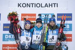 14.03.2020, Kontiolahti, Finland (FIN): Selina Gasparin (SUI), Julia Simon (FRA), Lisa Vittozzi (ITA), (l-r) -  IBU world cup biathlon, pursuit women, Kontiolahti (FIN). www.nordicfocus.com. © Manzoni/NordicFocus. Every downloaded picture is fee-liable.