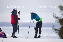 12.03.2020, Kontiolahti, Finland (FIN): Per Arne Botnan (NOR) sports director Team Norway, Erlend Bjoentegaard (NOR), (l-r) -  IBU World Cup Biathlon, sprint men, Kontiolahti (FIN). www.nordicfocus.com. © Manzoni/NordicFocus. Every downloaded picture is fee-liable.