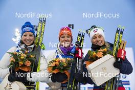 13.03.2020, Kontiolahti, Finland (FIN): Franziska Preuss (GER), Denise Herrmann (GER), Tiril Eckhoff (NOR), (l-r) -  IBU world cup biathlon, sprint women, Kontiolahti (FIN). www.nordicfocus.com. © Manzoni/NordicFocus. Every downloaded picture is fee-liable.