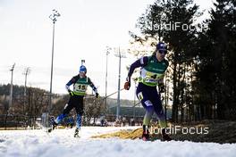 27.02.2020, Minsk-Raubichi, Belarus (BLR): Kalev Ermits (EST), Artem Pryma (UKR), (l-r) - IBU Open European Championships Biathlon, relay mixed, Minsk-Raubichi (BLR). www.nordicfocus.com. © Manzoni/NordicFocus. Every downloaded picture is fee-liable.