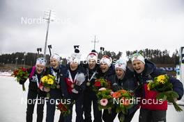 29.02.2020, Minsk-Raubichi, Belarus (BLR): Aasne Skrede (NOR), Ida Lien (NOR), Sivert Guttorm Bakken (NOR), Aleksander Fjeld Andersen (NOR), (l-r) - IBU Open European championships biathlon, sprint men, Minsk-Raubichi (BLR). www.nordicfocus.com. © Manzoni/NordicFocus. Every downloaded picture is fee-liable.
