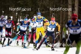 23.02.2020, Antholz, Italy (ITA): Martin Ponsiluoma (SWE), Benedikt Doll (GER), (l-r) - IBU world championships biathlon, mass men, Antholz (ITA). www.nordicfocus.com. © Modica/NordicFocus. Every downloaded picture is fee-liable.