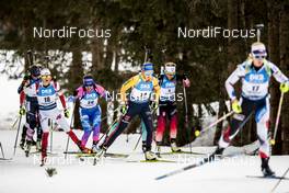23.02.2020, Antholz, Italy (ITA): Monika Hojnisz-Starega (POL), Franziska Preuss (GER), Marte Olsbu Roeiseland (NOR), Ekaterina Yurlova-Percht (RUS), Ludwig Gredler (AUT), coach Team Austria - IBU world championships biathlon, mass women, Antholz (ITA). www.nordicfocus.com. © Modica/NordicFocus. Every downloaded picture is fee-liable.