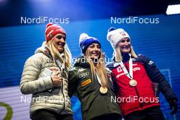 13.02.2020, Antholz, Italy (ITA): Denise Herrmann (GER), Dorothea Wierer (ITA), Marte Olsbu Roeiseland (NOR), (l-r) - IBU world championships biathlon, medals, Antholz (ITA). www.nordicfocus.com. © Modica/NordicFocus. Every downloaded picture is fee-liable.
