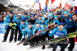 23.02.2020, Antholz, Italy (ITA): Emilien Jacquelin (FRA), Quentin Fillon Maillet (FRA), (l-r) - IBU world championships biathlon, medals, Antholz (ITA). www.nordicfocus.com. © Modica/NordicFocus. Every downloaded picture is fee-liable.