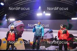 19.02.2020, Antholz, Italy (ITA): Johannes Thingnes Boe (NOR), Martin Fourcade (FRA), Dominik Landertinger (AUT), (l-r) - IBU world championships biathlon, medals, Antholz (ITA). www.nordicfocus.com. © Manzoni/NordicFocus. Every downloaded picture is fee-liable.