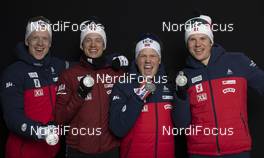 22.02.2020, Antholz, Italy (ITA): Johannes Thingnes Boe (NOR), Tarjei Boe (NOR), Johannes Dale (NOR), Vetle Sjaastad Christiansen (NOR), (l-r) - IBU world championships biathlon, medals, Antholz (ITA). www.nordicfocus.com. © Manzoni/NordicFocus. Every downloaded picture is fee-liable.