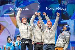 22.02.2020, Antholz, Italy (ITA): Erik Lesser (GER), Philipp Horn (GER), Arnd Peiffer (GER), Benedikt Doll (GER), (l-r) - IBU world championships biathlon, medals, Antholz (ITA). www.nordicfocus.com. © Modica/NordicFocus. Every downloaded picture is fee-liable.