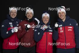 22.02.2020, Antholz, Italy (ITA): Johannes Thingnes Boe (NOR), Tarjei Boe (NOR), Johannes Dale (NOR), Vetle Sjaastad Christiansen (NOR), (l-r) - IBU world championships biathlon, medals, Antholz (ITA). www.nordicfocus.com. © Manzoni/NordicFocus. Every downloaded picture is fee-liable.