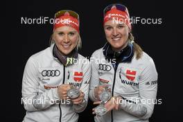 22.02.2020, Antholz, Italy (ITA): Karolin Horchler (GER), Denise Herrmann (GER), (l-r) - IBU world championships biathlon, medals, Antholz (ITA). www.nordicfocus.com. © Manzoni/NordicFocus. Every downloaded picture is fee-liable.