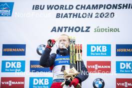 23.02.2020, Antholz, Italy (ITA): Johannes Thingnes Boe (NOR) - IBU world championships biathlon, medals, Antholz (ITA). www.nordicfocus.com. © Modica/NordicFocus. Every downloaded picture is fee-liable.