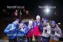 20.02.2020, Antholz, Italy (ITA): Emilien Jacquelin (FRA), Anais Bescond (FRA), Marte Olsbu Roeiseland (NOR), Johannes Thingnes Boe (NOR), Franziska Preuss (GER), Erik Lesser (GER), (l-r) - IBU world championships biathlon, medals, Antholz (ITA). www.nordicfocus.com. © Manzoni/NordicFocus. Every downloaded picture is fee-liable.