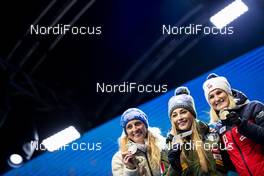 18.02.2020, Antholz, Italy (ITA): Vanessa Hinz (GER), Dorothea Wierer (ITA), Marte Olsbu Roeiseland (NOR), (l-r) - IBU World Championships Biathlon, medals, Antholz (ITA). www.nordicfocus.com. © Modica/NordicFocus. Every downloaded picture is fee-liable.
