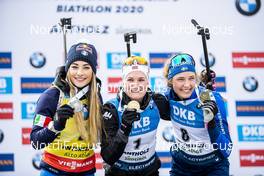 23.02.2020, Antholz, Italy (ITA): Dorothea Wierer (ITA), Marte Olsbu Roeiseland (NOR), Hanna Oeberg (SWE), (l-r) - IBU world championships biathlon, medals, Antholz (ITA). www.nordicfocus.com. © Modica/NordicFocus. Every downloaded picture is fee-liable.