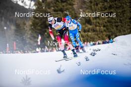 13.02.2020, Antholz, Italy (ITA): Tiril Eckhoff (NOR), Lukas Hofer (ITA), (l-r) - IBU World Championships Biathlon, relay mixed, Antholz (ITA). www.nordicfocus.com. © Modica/NordicFocus. Every downloaded picture is fee-liable.