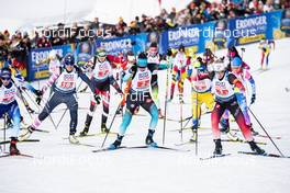 13.02.2020, Antholz, Italy (ITA): Susan Dunklee (USA), Lisa Theresa Hauser (AUT), Julia Simon (FRA), Marte Olsbu Roeiseland (NOR), (l-r) - IBU World Championships Biathlon, relay mixed, Antholz (ITA). www.nordicfocus.com. © Modica/NordicFocus. Every downloaded picture is fee-liable.