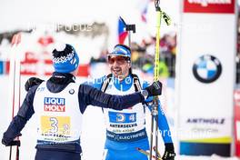 13.02.2020, Antholz, Italy (ITA): Lukas Hofer (ITA), Dominik Windisch (ITA), (l-r) - IBU World Championships Biathlon, relay mixed, Antholz (ITA). www.nordicfocus.com. © Modica/NordicFocus. Every downloaded picture is fee-liable.
