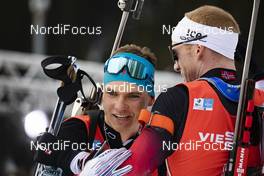 16.02.2020, Antholz, Italy (ITA): Emilien Jacquelin (FRA), Johannes Thingnes Boe (NOR), (l-r) - IBU World Championships Biathlon, pursuit men, Antholz (ITA). www.nordicfocus.com. © Manzoni/NordicFocus. Every downloaded picture is fee-liable.