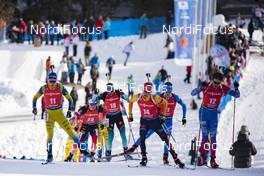 16.02.2020, Antholz, Italy (ITA): Sebastian Samuelsson (SWE), Simon Desthieux (FRA), Benedikt Doll (GER), Matvey Eliseev (RUS), (l-r) - IBU World Championships Biathlon, pursuit men, Antholz (ITA). www.nordicfocus.com. © Manzoni/NordicFocus. Every downloaded picture is fee-liable.
