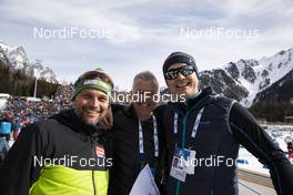16.02.2020, Antholz, Italy (ITA): Event Feature: The three legends: Guenther Beck (AUT), Matthias Simmen (SUI) and Didi Wolff (AUT) - IBU World Championships Biathlon, pursuit women, Antholz (ITA). www.nordicfocus.com. © Manzoni/NordicFocus. Every downloaded picture is fee-liable.