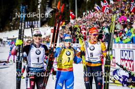 16.02.2020, Antholz, Italy (ITA): Marte Olsbu Roeiseland (NOR), Dorothea Wierer (ITA), Denise Herrmann (GER), (l-r)  - IBU World Championships Biathlon, pursuit women, Antholz (ITA). www.nordicfocus.com. © Modica/NordicFocus. Every downloaded picture is fee-liable.