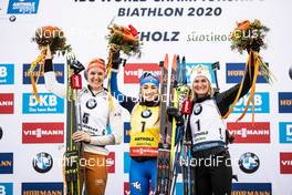 16.02.2020, Antholz, Italy (ITA): Denise Herrmann (GER), Dorothea Wierer (ITA), Marte Olsbu Roeiseland (NOR), (l-r) - IBU World Championships Biathlon, pursuit women, Antholz (ITA). www.nordicfocus.com. © Modica/NordicFocus. Every downloaded picture is fee-liable.