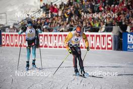 22.02.2020, Antholz, Italy (ITA): Simon Desthieux (FRA), Arnd Peiffer (GER), (l-r) - IBU world championships biathlon, relay men, Antholz (ITA). www.nordicfocus.com. © Manzoni/NordicFocus. Every downloaded picture is fee-liable.