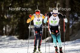 22.02.2020, Antholz, Italy (ITA): Philipp Horn (GER), Martin Fourcade (FRA), (l-r) - IBU World Championships Biathlon, relay men, Antholz (ITA). www.nordicfocus.com. © Modica/NordicFocus. Every downloaded picture is fee-liable.