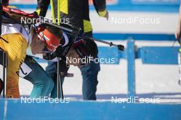 22.02.2020, Antholz, Italy (ITA): Benedikt Doll (GER), Quentin Fillon Maillet (FRA), (l-r) - IBU world championships biathlon, relay men, Antholz (ITA). www.nordicfocus.com. © Manzoni/NordicFocus. Every downloaded picture is fee-liable.
