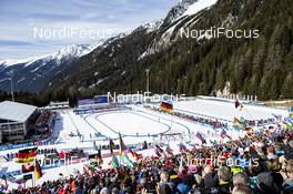 22.02.2020, Antholz, Italy (ITA): Start of the race   - IBU World Championships Biathlon, relay women, Antholz (ITA). www.nordicfocus.com. © Modica/NordicFocus. Every downloaded picture is fee-liable.