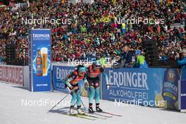 22.02.2020, Antholz, Italy (ITA): Celia Aymonier (FRA), Anais Bescond (FRA), (l-r) - IBU World Championships Biathlon, relay women, Antholz (ITA). www.nordicfocus.com. © Manzoni/NordicFocus. Every downloaded picture is fee-liable.
