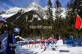 22.02.2020, Antholz, Italy (ITA): Elisa Gasparin (SUI), Synnoeve Solemdal (NOR), (l-r) - IBU World Championships Biathlon, relay women, Antholz (ITA). www.nordicfocus.com. © Modica/NordicFocus. Every downloaded picture is fee-liable.